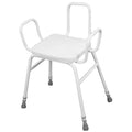 Image of Perching Stool with Back and Arms on a plain background.