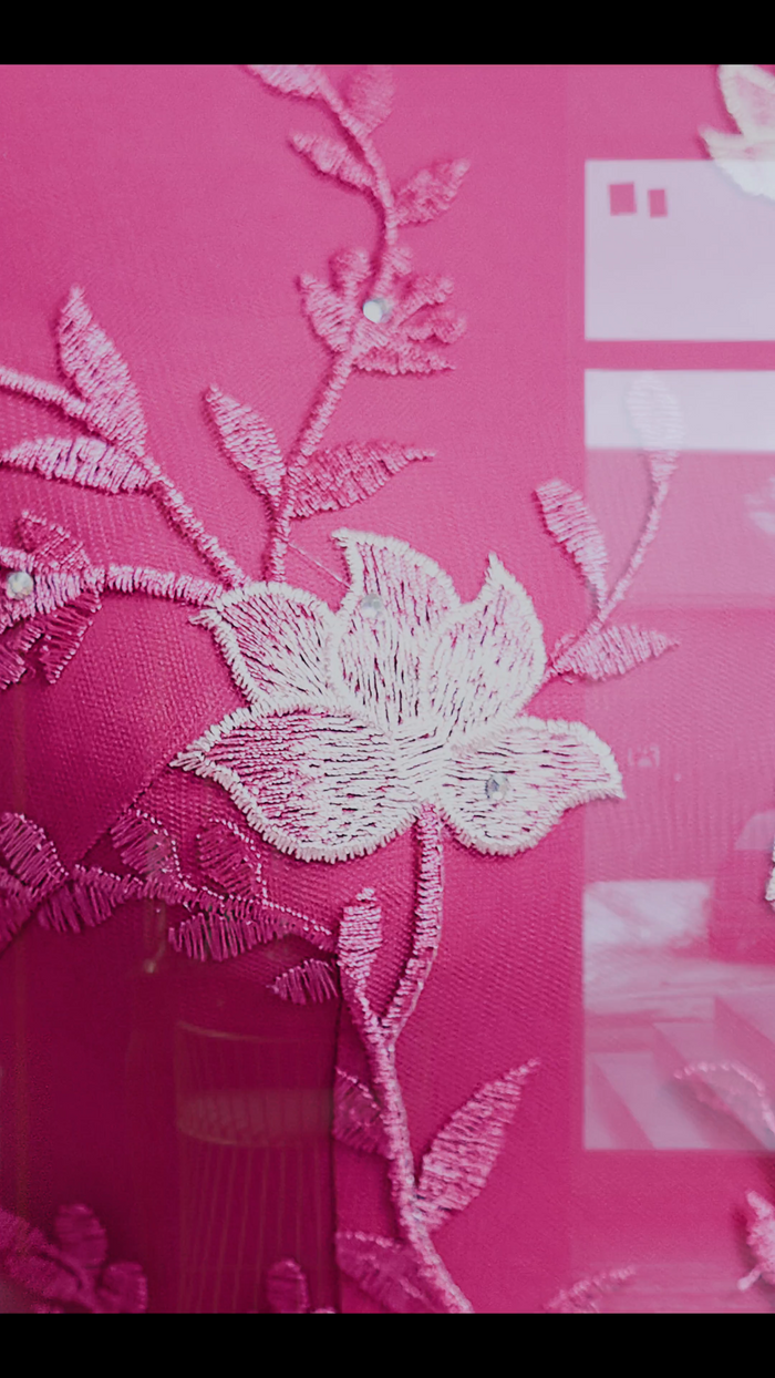 Pink Lace Ao Dai with Lotus Embroidery