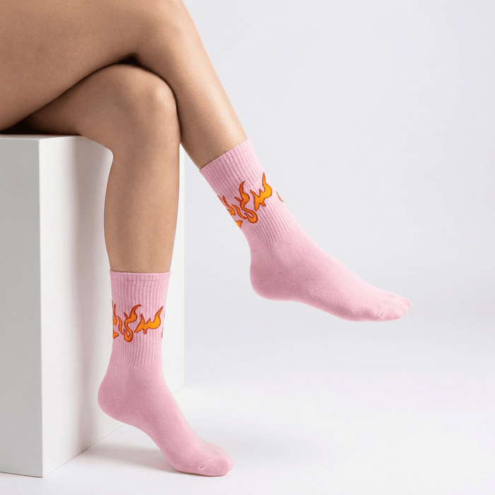 -PINK/YELLOW FLAME- FIRE 2.0 SOCKS-