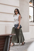 Petal and Pup USA BOTTOMS Polina Pleated Maxi Skirt - Olive