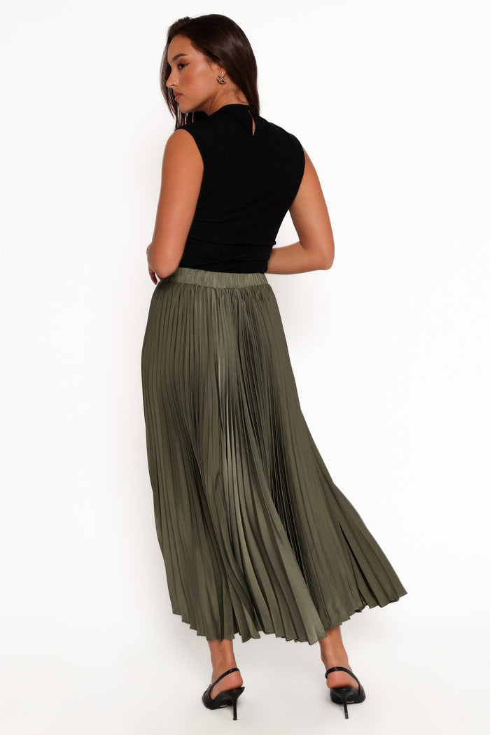Petal and Pup USA BOTTOMS Polina Pleated Maxi Skirt - Olive