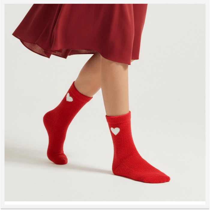 -Pumped Up Red Heart Furry Socks-