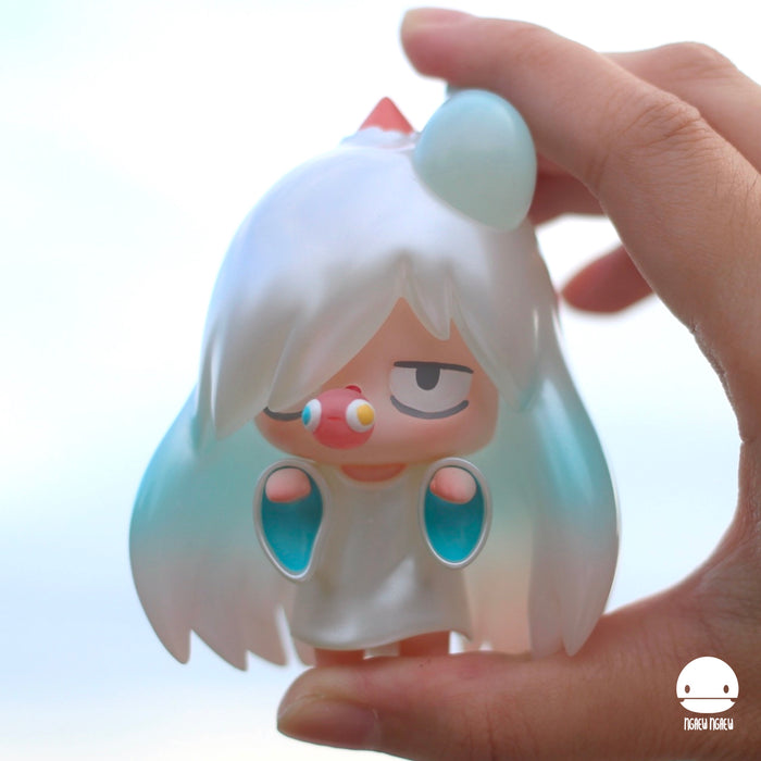Pung Sweet Dreams & Nightmare resin toy by Ngaew Ngaew, 8cm, depicted being held in a hand, showcasing its intricate cartoon figurine design. Preorder for April 2025.