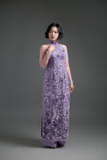 Purple Lace Ao Dai with Lotus Embroidery