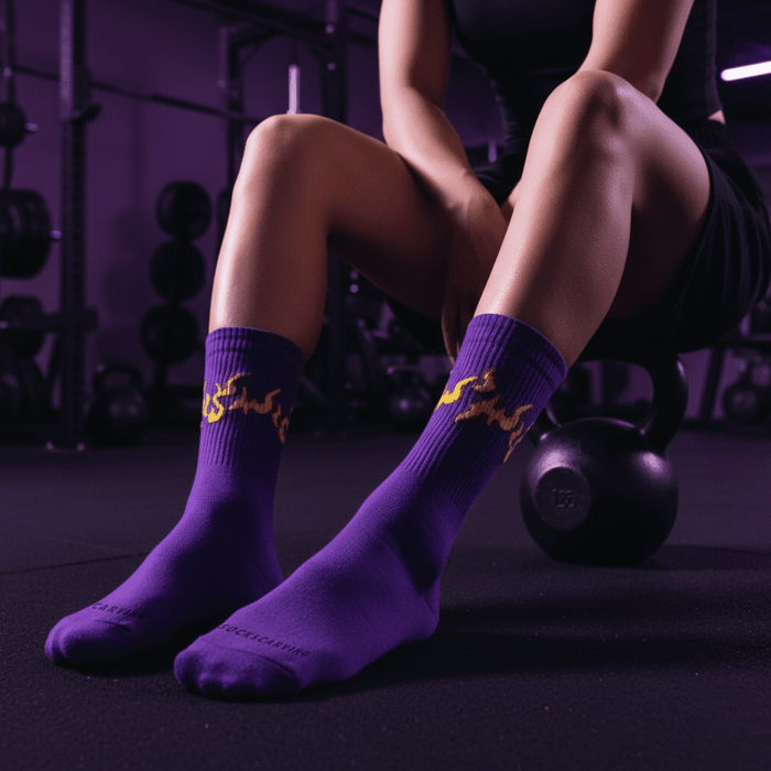 -PURPLE/YELLOW FLAME- FIRE 2.0 SOCKS-