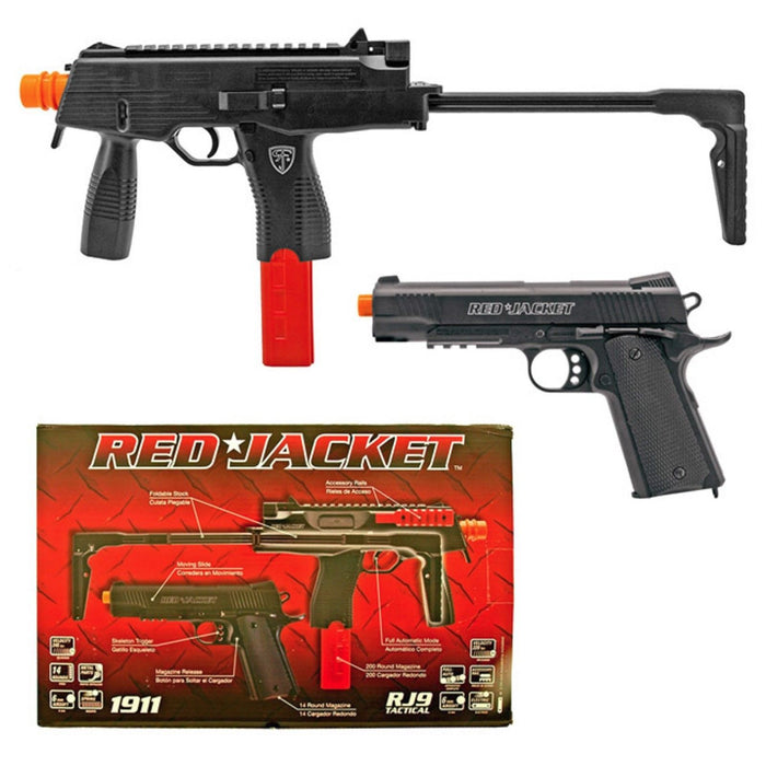 RED JACKET Airsoft Electric UZI and Spring 1911 Handgun Set
