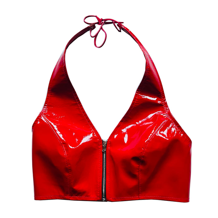 Red Patent Leather Halter Top