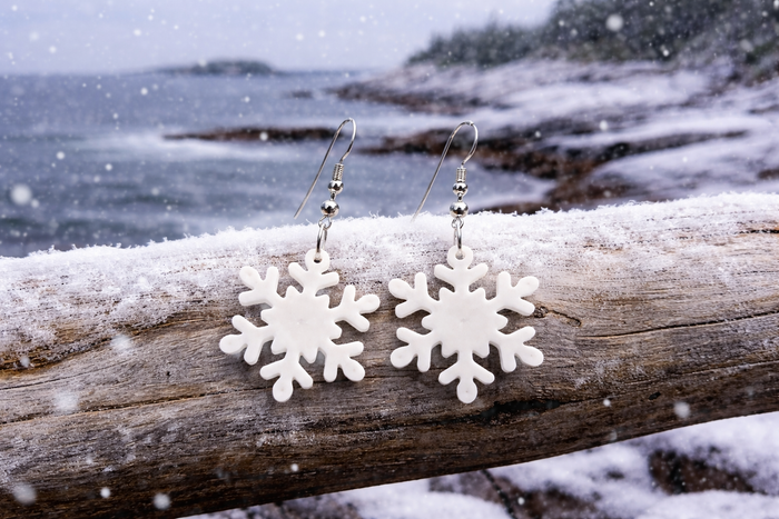 Resin Snowflake Glow in the Dark  earrings