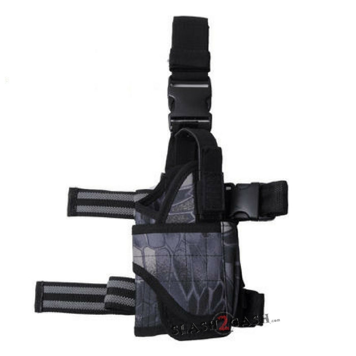 Right Handed Universal Tactical Drop Leg Pistol Gun Holster - Kryptek Typhon Camo