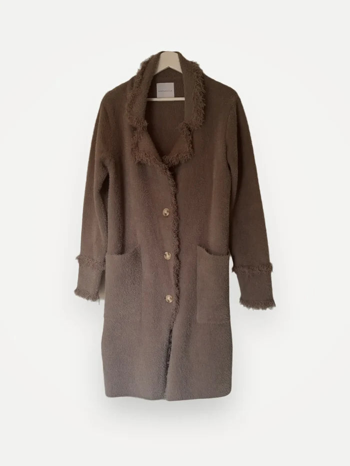 Rino & Pelle Catena Fringe, Taupe-kofta NWOT