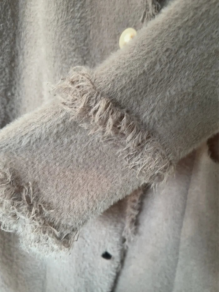 Rino & Pelle Catena Fringe, Taupe-kofta NWOT