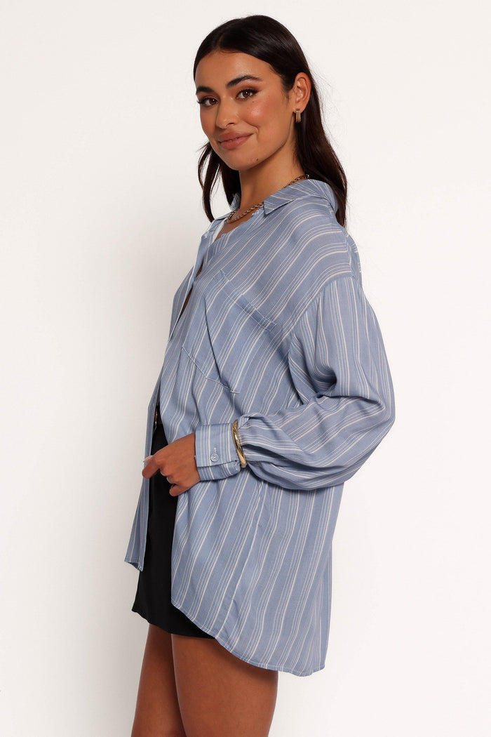 Petal and Pup USA TOPS Rixo Button Down Top - Blue Stripe