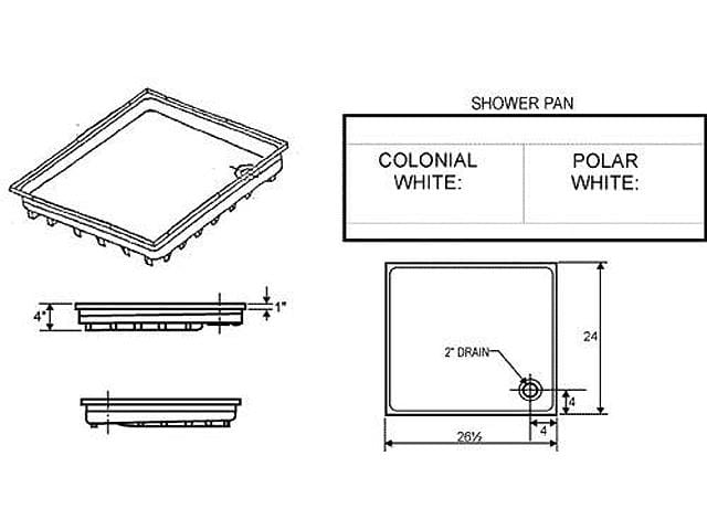 RV Shower Drain Pan (27", White) - Campervan HQ