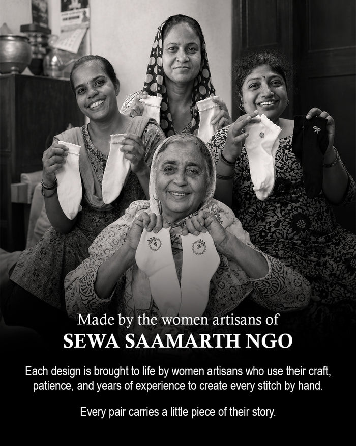 Samarth Collection - Pink Flower, Handcrafted Socks