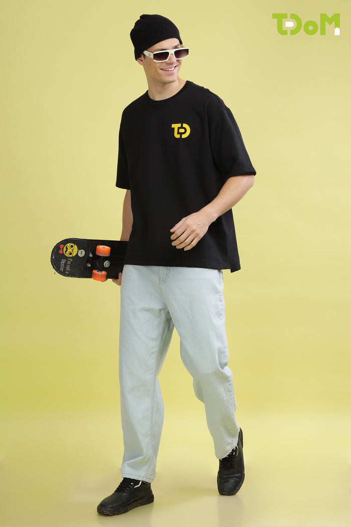 Smileyy Black Oversized Tshirt