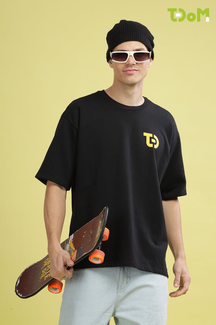 Smileyy Black Oversized Tshirt