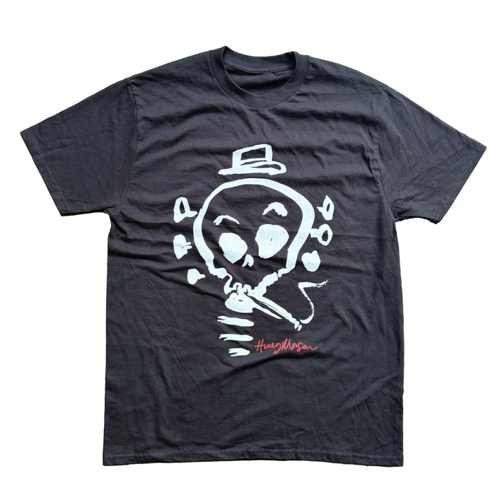 Smoking Skull T-Shirt Black (White Text)