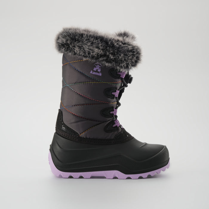 Charcoal-Purple : Snowangel Kids Winter Boots - Side View