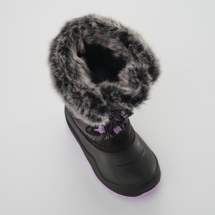 Charcoal-Purple : Snowangel Kids Winter Boots - Three-Quarter Top View