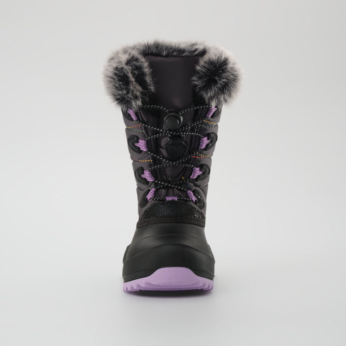 Charcoal-Purple : Snowangel Kids Winter Boots - Front View