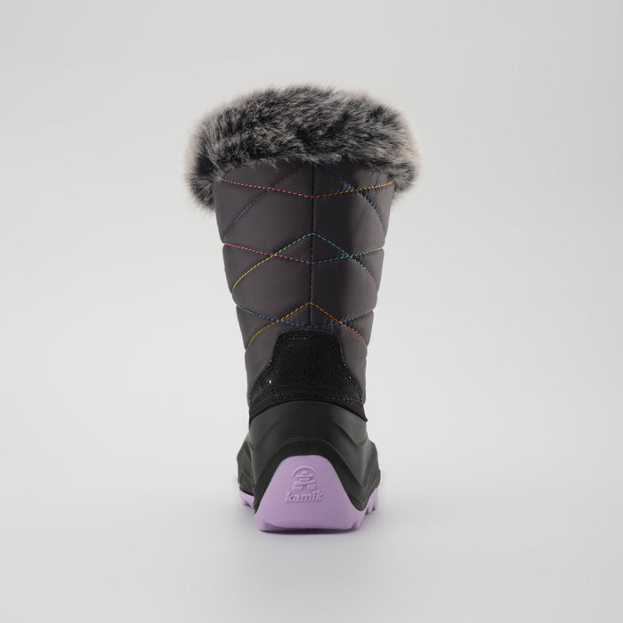 Charcoal-Purple : Snowangel Kids Winter Boots - Back View