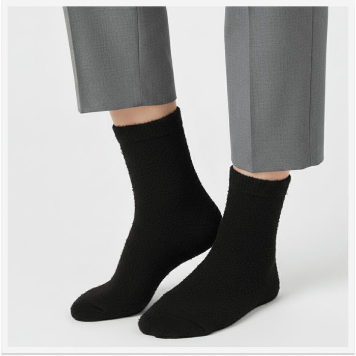 -Socks Affair Black Furry Socks-