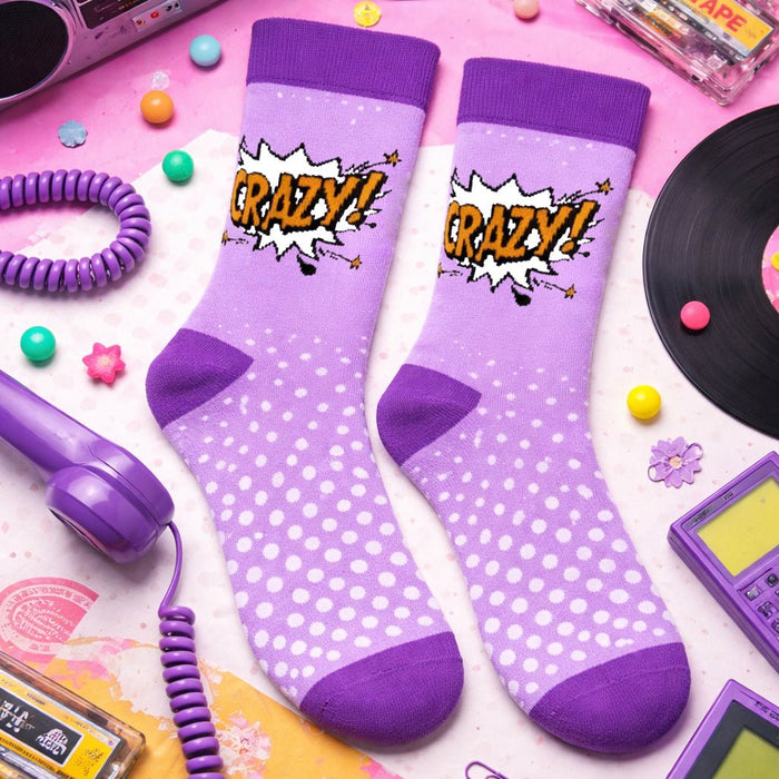 Funky purple & lavender Crazy socks for men and women-Sockscarving® Crazy Pop Full-Length Edition-