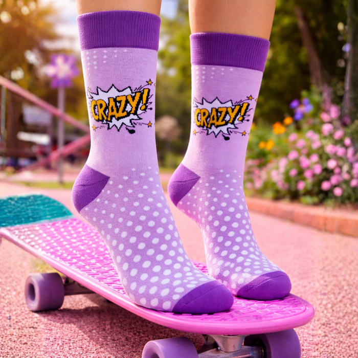 Breathable cotton purple lavender pop design socks-Sockscarving® Crazy Pop Full-Length Edition-