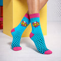 Like Pop full-length turquoise blue and pink socks-Sockscarving® Like Pop Full-Length Edition (Pack of 1)-
