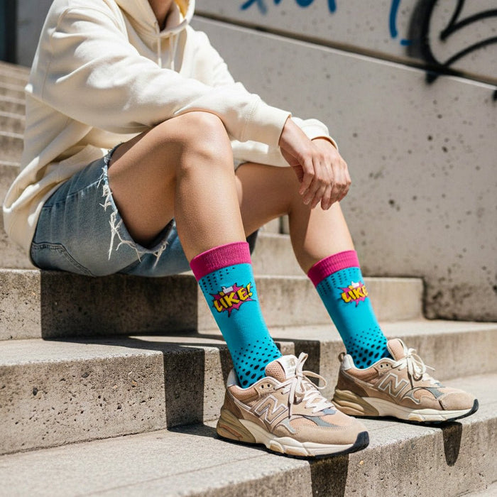Sockscarving Like Pop funky cotton socks unisex-Sockscarving® Like Pop Full-Length Edition (Pack of 1)-