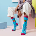 Love Pop full-length turquoise blue and pink socks-Sockscarving® Love Pop Full-Length Edition (Pack of 1)-
