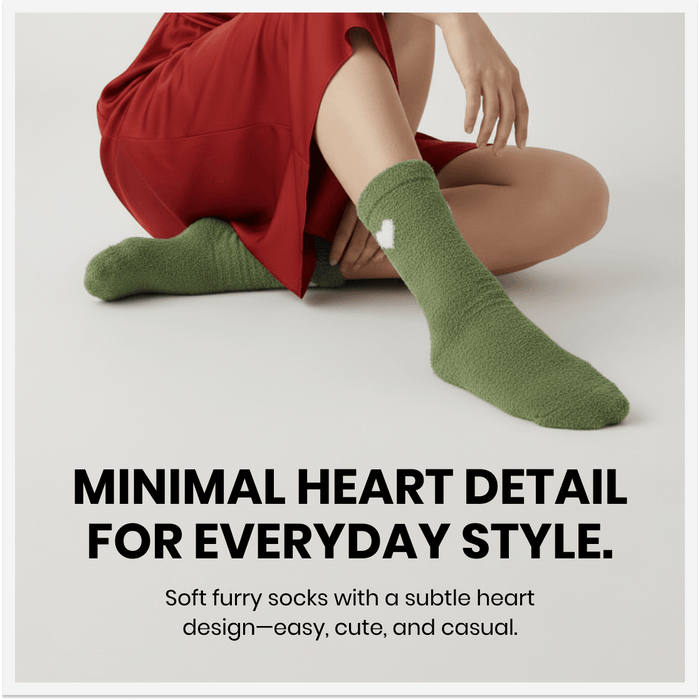 pumped up heart furry socks pack of 5 cozy cotton cushioned winter unisex socks-Sockscarving® Pumped Up Heart Cozy Full-Length Furry Edition (Pack of 5 | Unisex)-