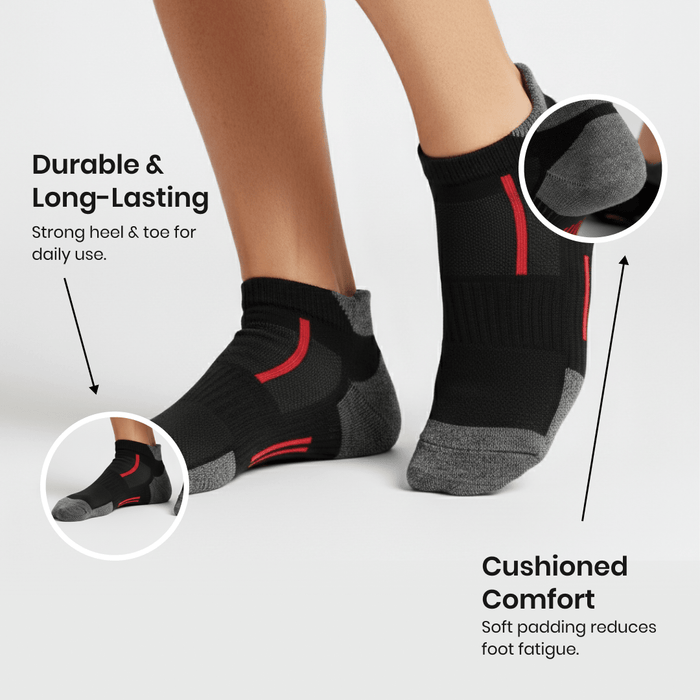 Super Sporty Edition Cushioned Ankle Sports Socks Pack – Sockscarving-Sockscarving® Super Sporty Cushioned Ankle Socks |  Pack of 5 (Unisex)-