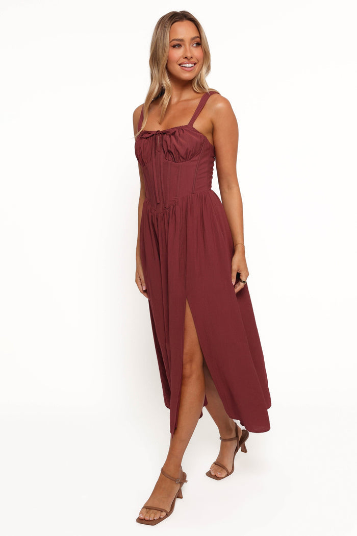 Petal and Pup USA DRESSES Sofie Midi Dress - Brick