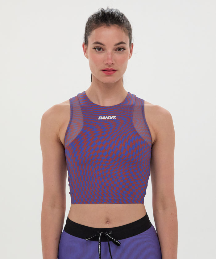 Fabric blocking###Powermesh fabric at front and back body for subtle texture and additional coverage