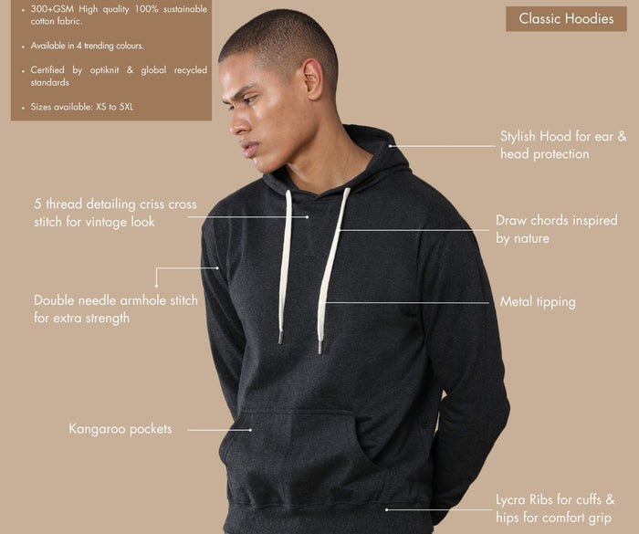 TDOM Men’s Classic Charcoal Melange Hoodie