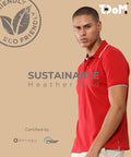 TDOM Men’s Heather Red Sustainable Jacquard Polo T-Shirt