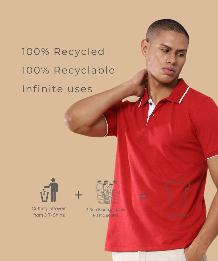 TDOM Men’s Heather Red Sustainable Jacquard Polo T-Shirt