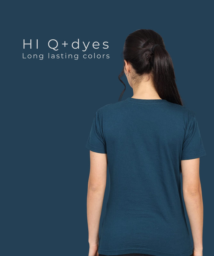TDOM Women’s Petrol Blue Premium Crew Neck T-Shirt