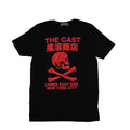 THE CAST NYC SKULL AND CROSSBONES T-SHIRT - BLACK W/RED INK