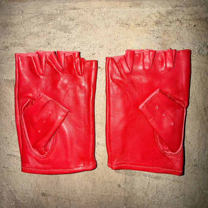 THE OUTSIDER Fingerless Red Leather Gloves (WOMENS)