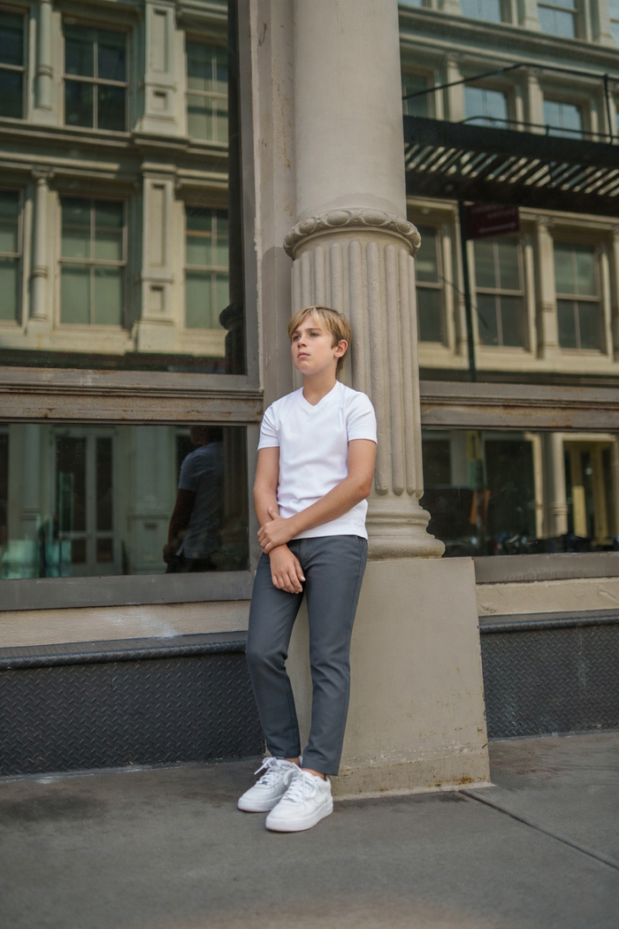 T.O. Boy's 5-Pocket Performance Pants - Medium Grey