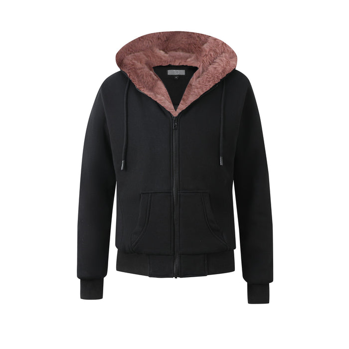 T.O. Kid's Black Hoodie with Removeable Fur - Mauve