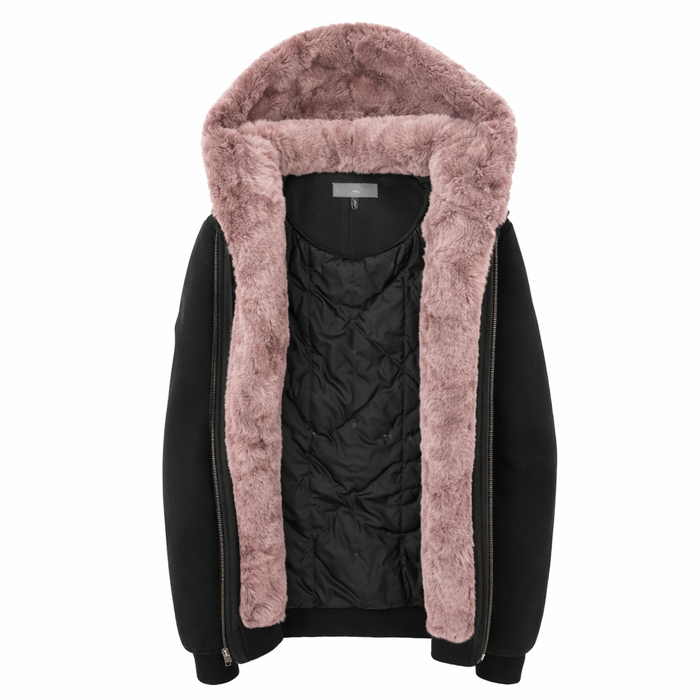 T.O. Kid's Black Hoodie with Removeable Fur - Mauve
