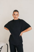 Celine Knit Ribbed Top - Black