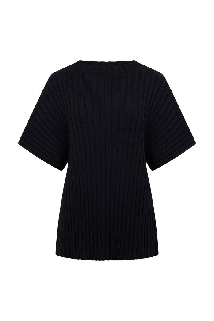 Celine Knit Ribbed Top - Black