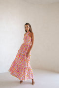 True Halterneck Maxi Dress -  Dulcie Daisy Purple Orange Pink Floral