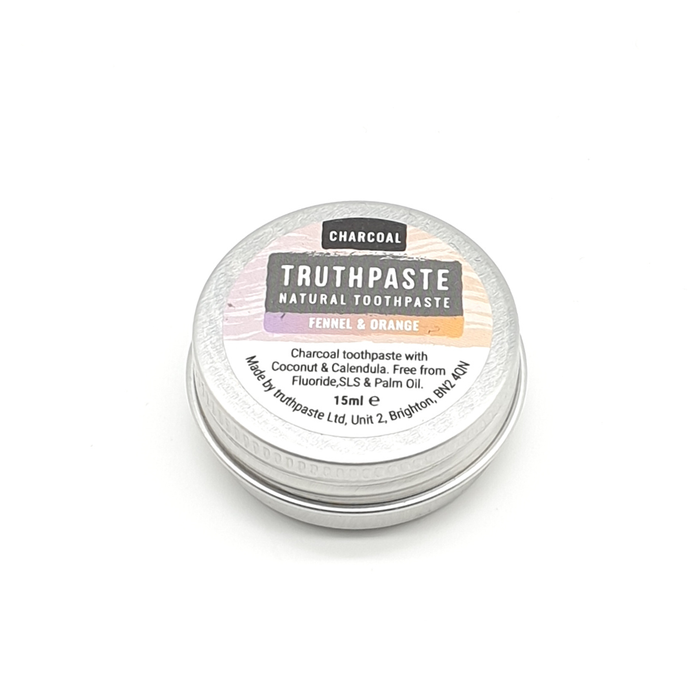 Truthpaste Charcoal Orange & Fennel Travel Toothpaste 15ml