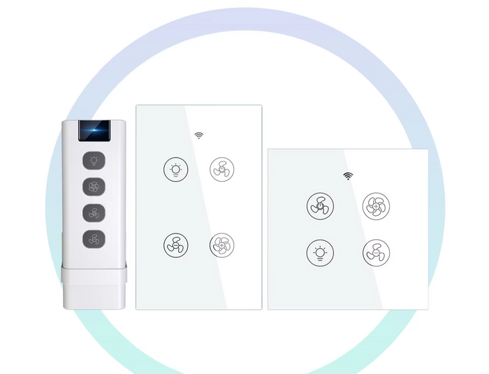 White smart home control devices.