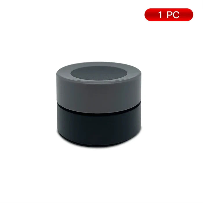 Two-tone cylindrical container.
